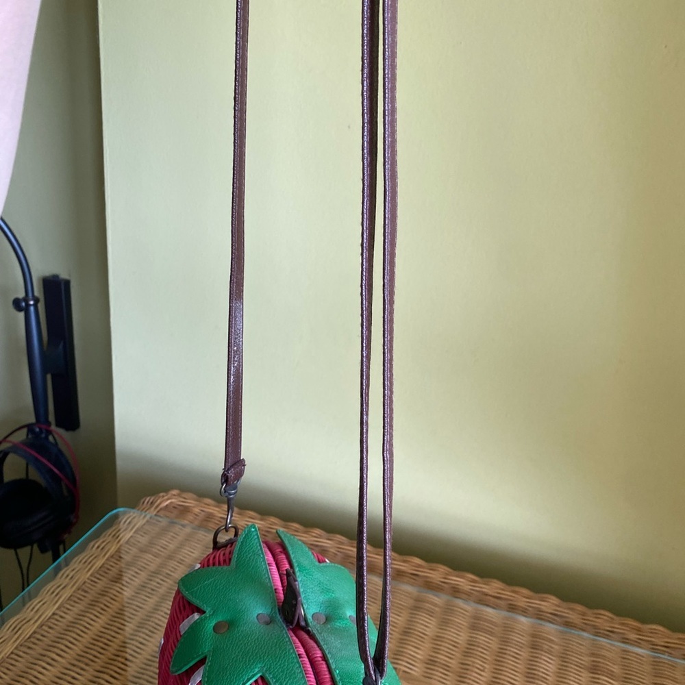 Strawberry Wicker Bag - Red and Green - Picture 4 of 5